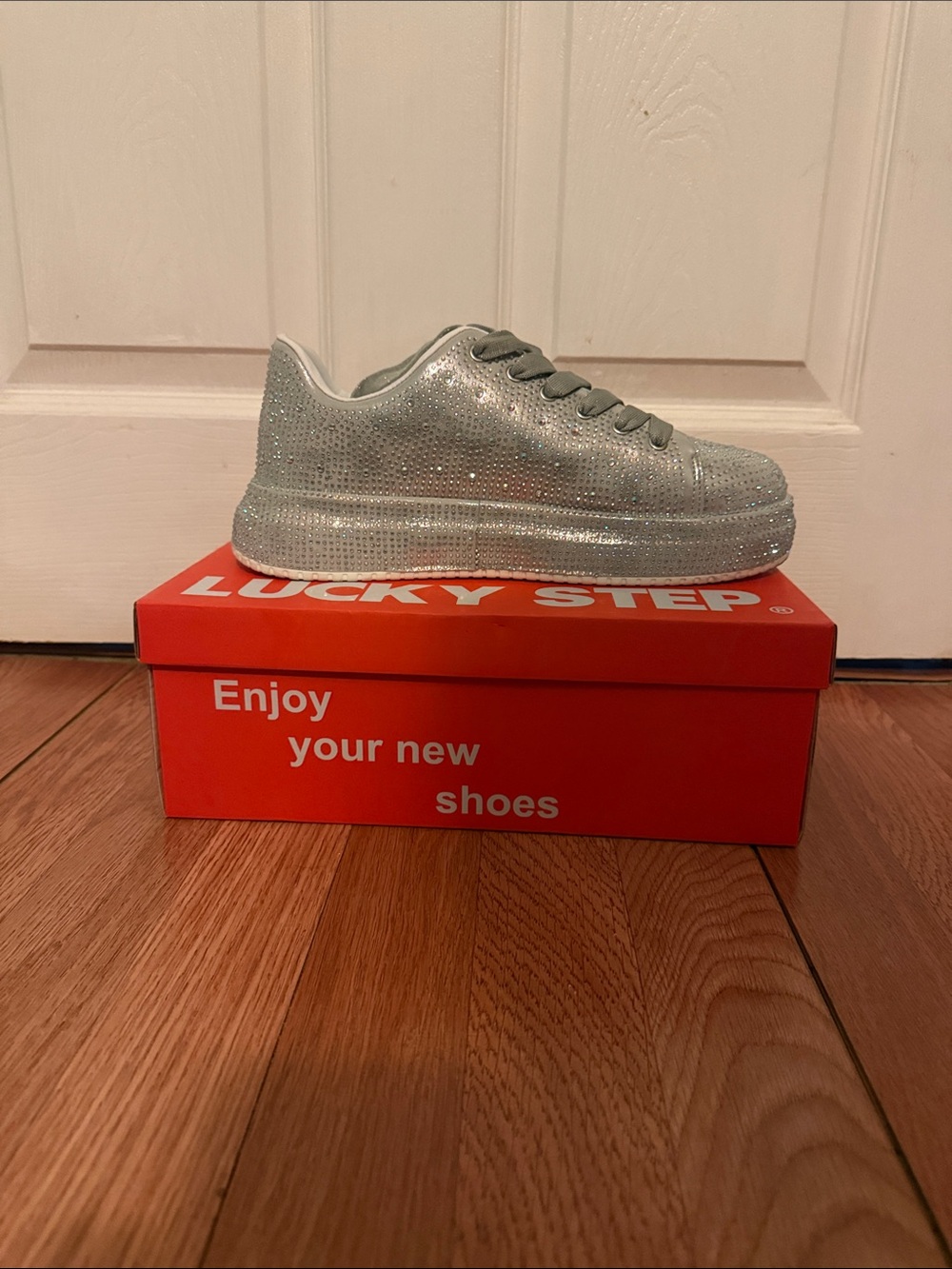Sparkle Platform Kids Sneakers in Silver
